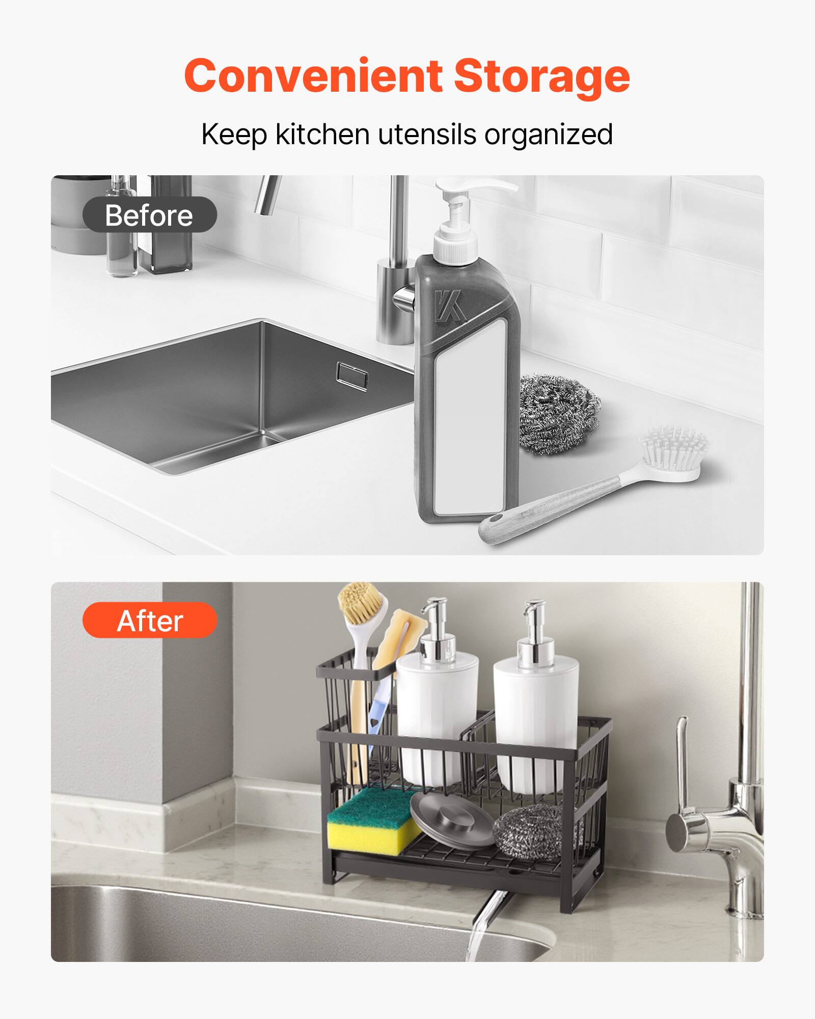 Convenient Storage  
Keep kitchen utensils organized  

Before  

After