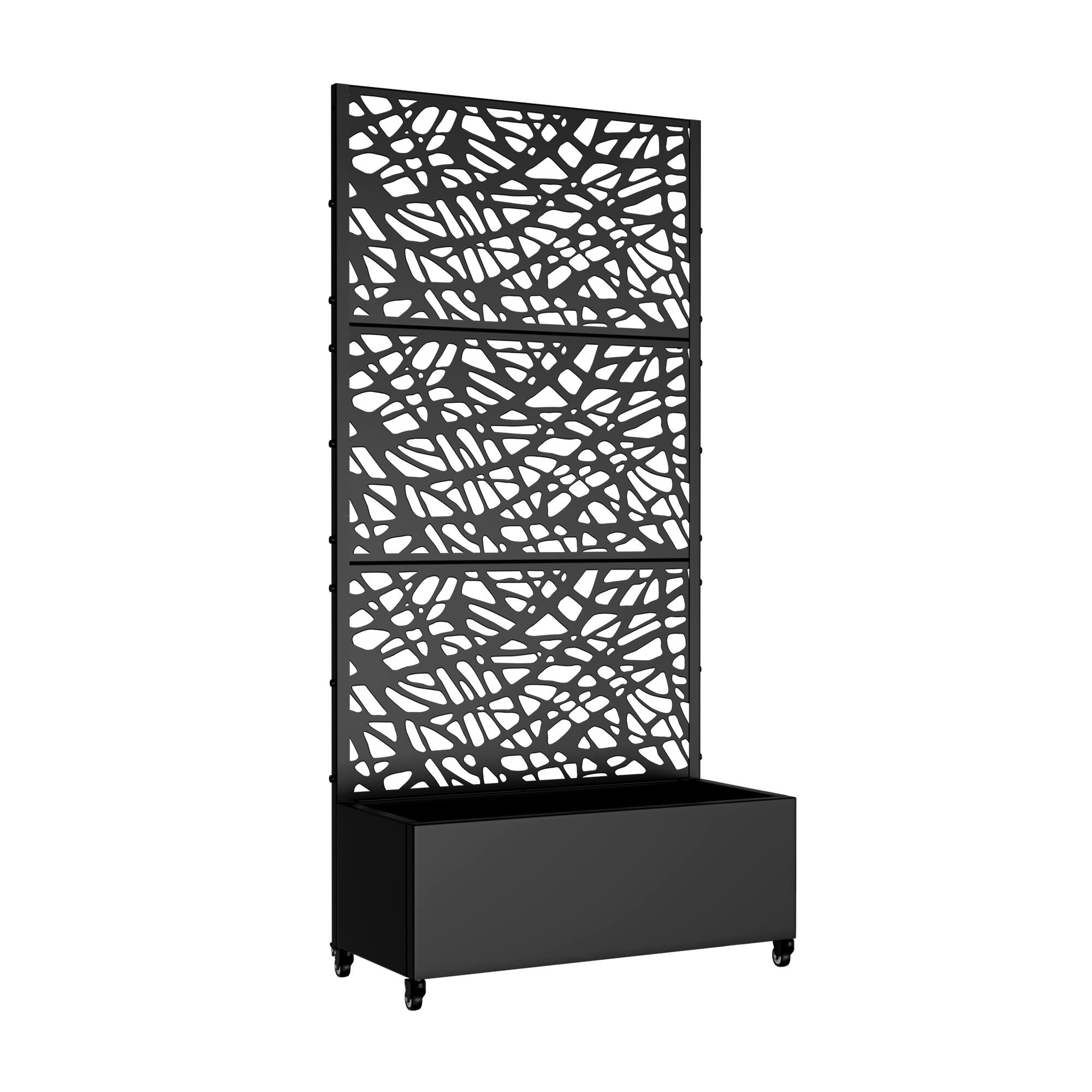 Angle. PexFix - 72 in. H x 35 in. W Net Pattern Rectangle Metal Planter Box Raised Garden Beds with Trellis-Ideal for Balcony - Black.