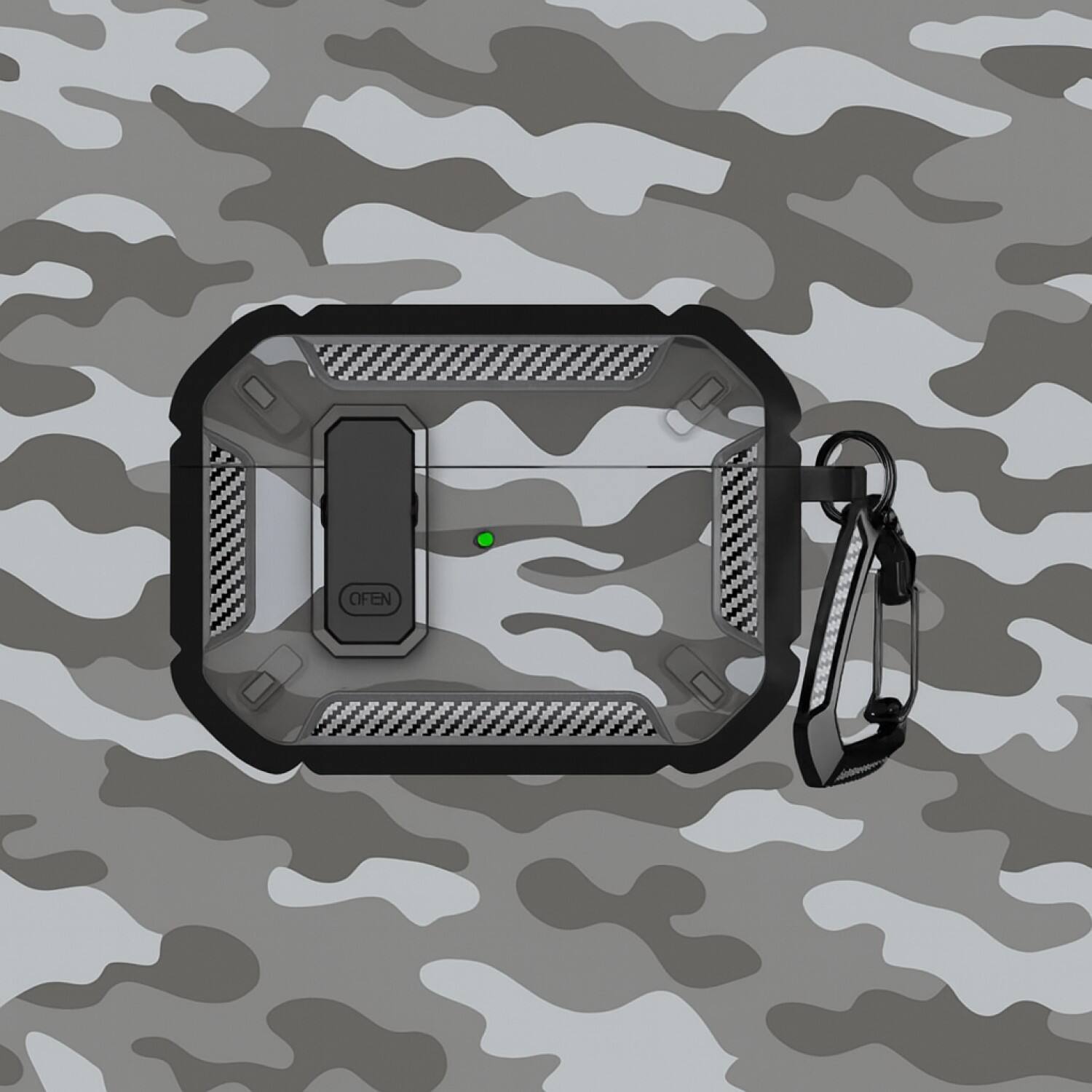 Angle. SaharaCase - Apple Airpods Pro 3 Secure Lock Case | Heavy Duty | Shock Absorbing Corners | Raider Series - Camo Gray.
