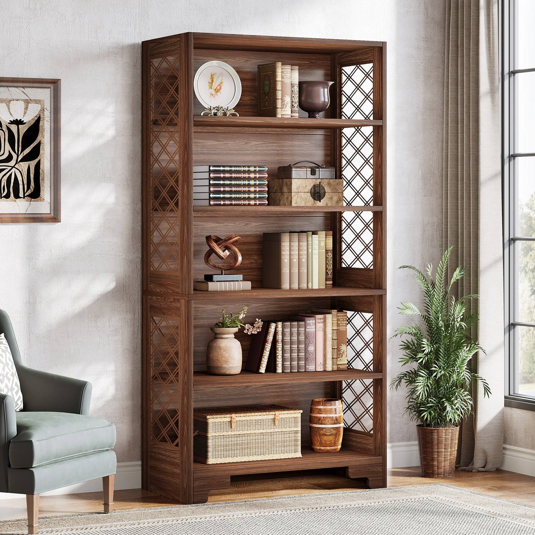 Tribesigns Bookshelf with Engineered Wood Construction, Storage Shelves ...