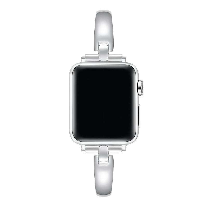Back. Posh Tech - Alexis Stainless Steel Bracelet Band for Apple Watch - Silver.