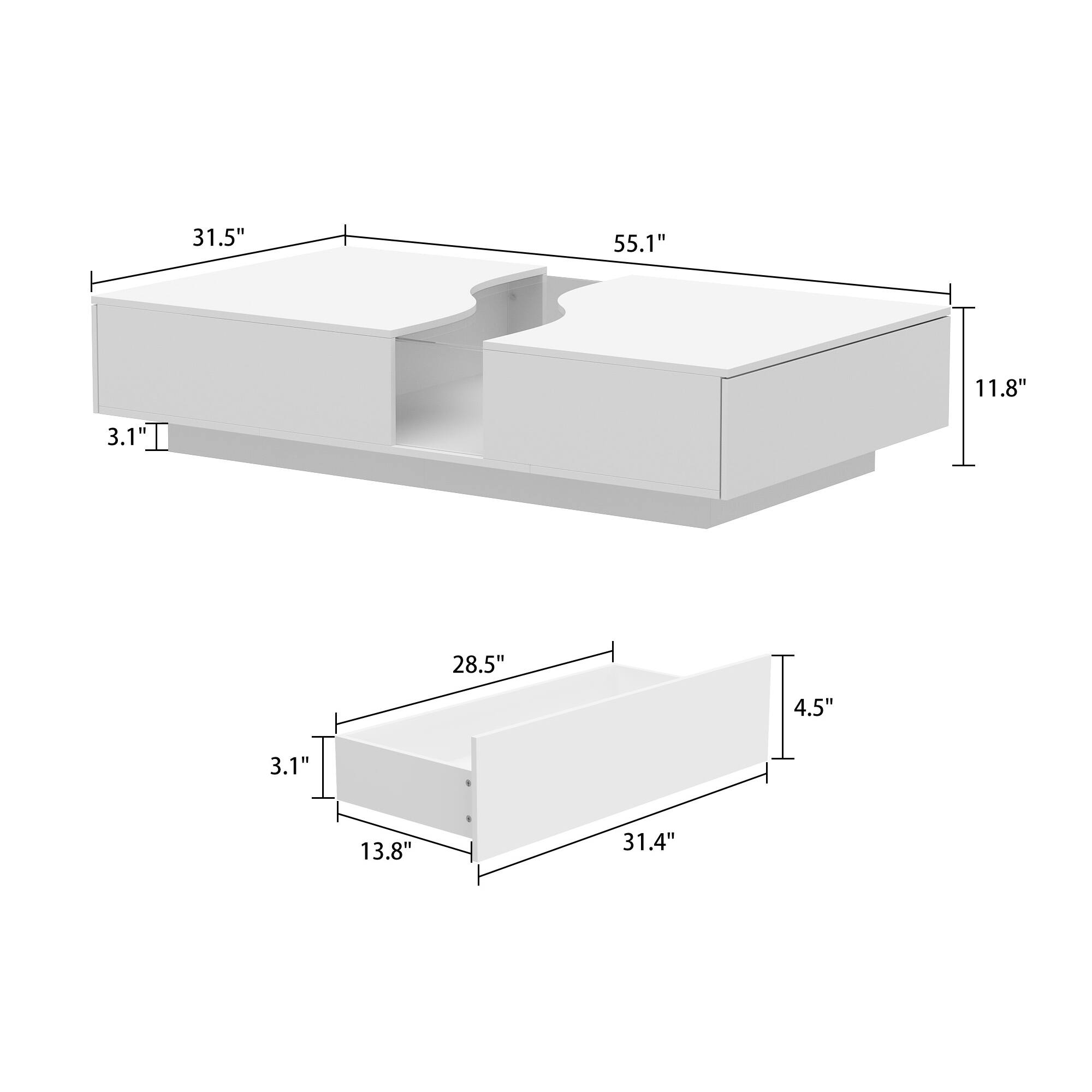 31.5"  
55.1"  
11.8"  
3.1"  
28.5"  
4.5"  
3.1"  
13.8"  
31.4"