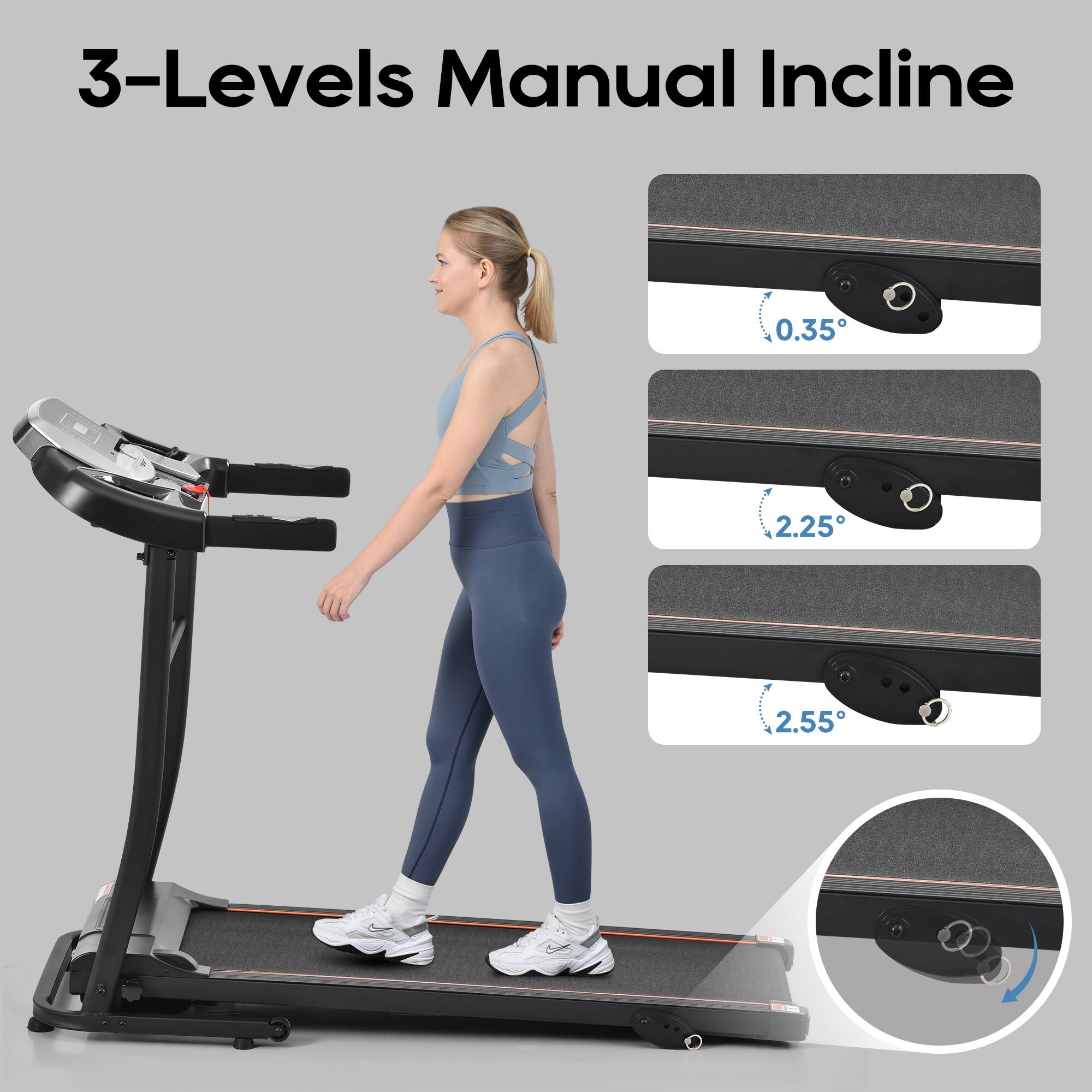 3-Levels Manual Incline 0.35°, 2.25°, 2.55°