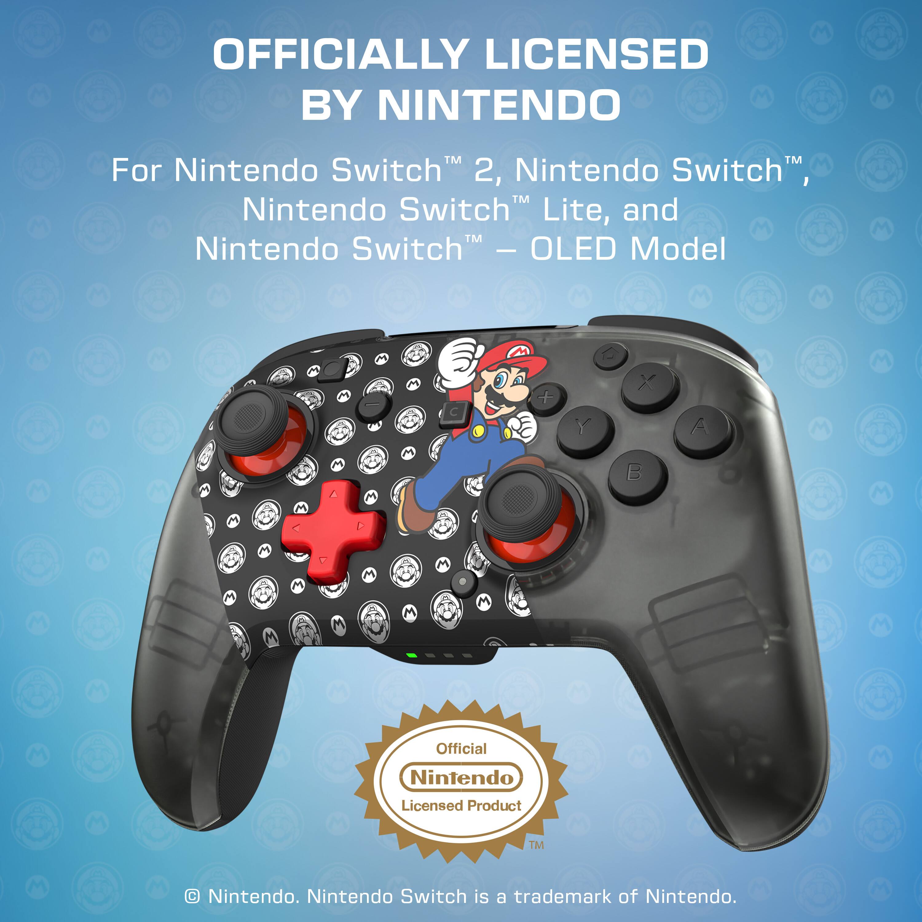 OFFICIALLY LICENSED BY NINTENDO

For Nintendo Switch™ 2, Nintendo Switch™, Nintendo Switch™ Lite, and Nintendo Switch™ – OLED Model

Official Nintendo Licensed Product

© Nintendo. Nintendo Switch is a trademark of Nintendo.