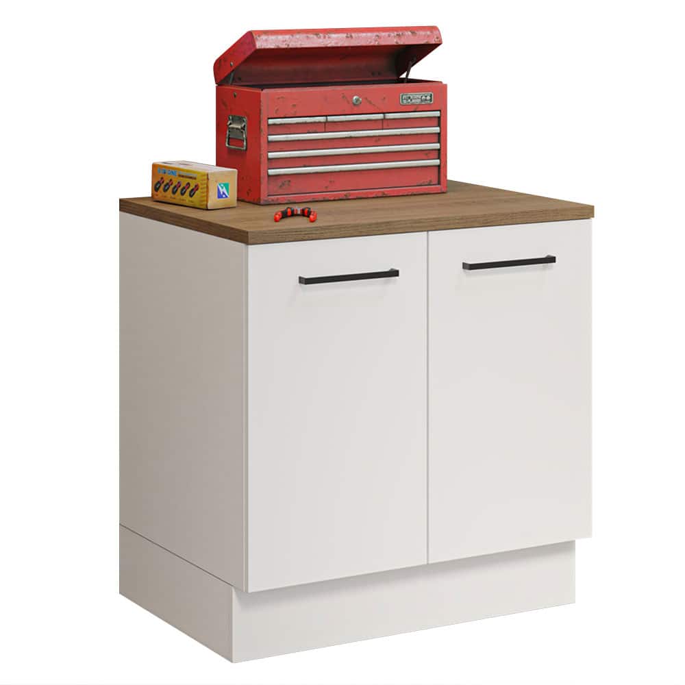 Madesa - Compact Garage and Utility Room Base Storage Cabinet with 2 Doors 33"L - White
