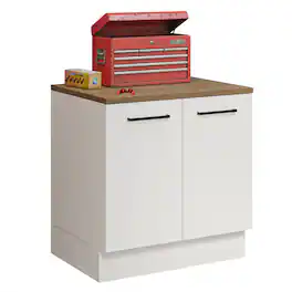 Madesa - Compact Garage and Utility Room Base Storage Cabinet with 2 Doors 33"L - White