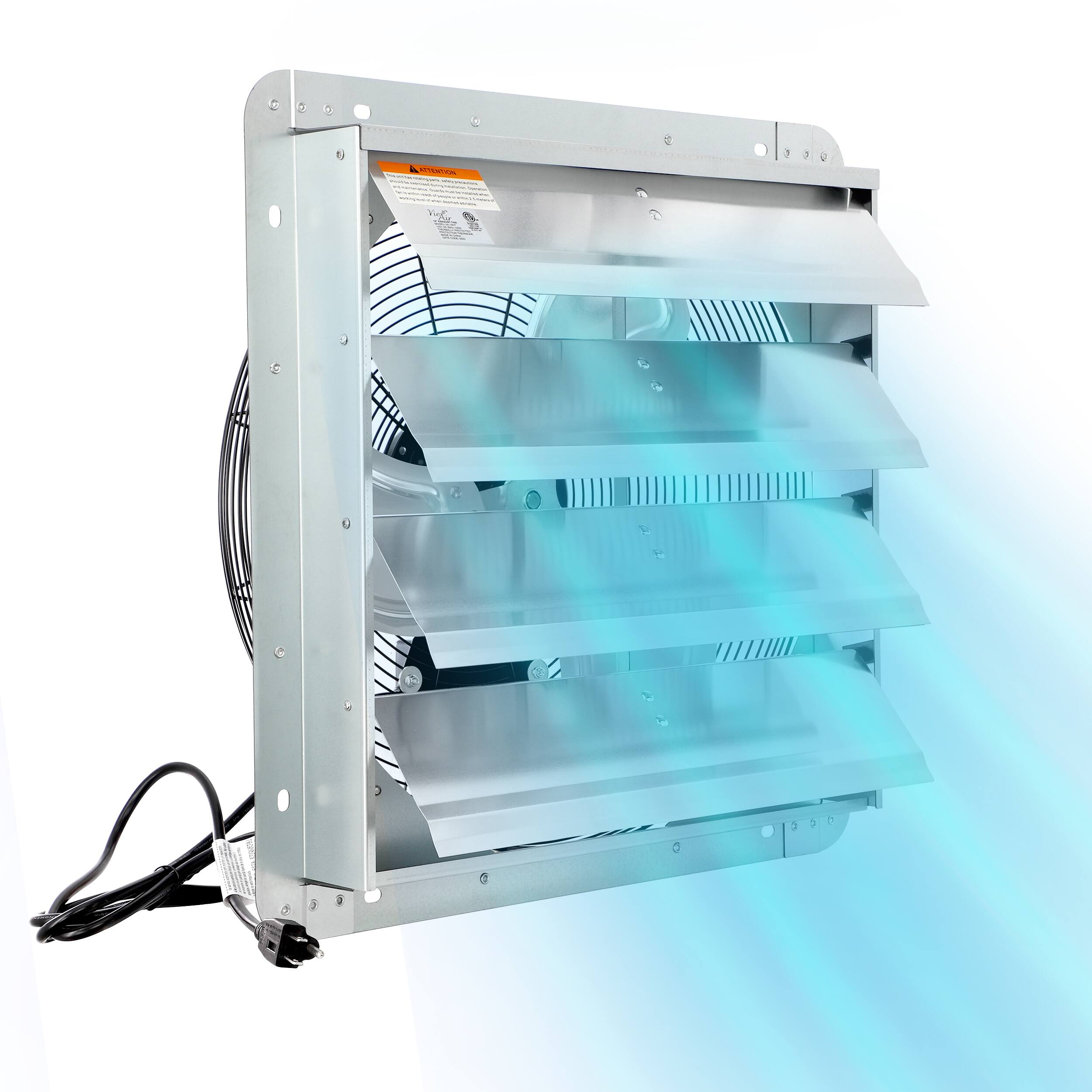 Alt View 8. VieAir - Vie Air 18 Inch Shutter Exhaust Fan with Power Cord - Silver.