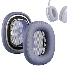 Front. RomeTech - Premium Replacement Ear Cushions Compatible with Apple AirPods Max – Durable Mesh Fabric and Soft Foam Earpads - Purple.