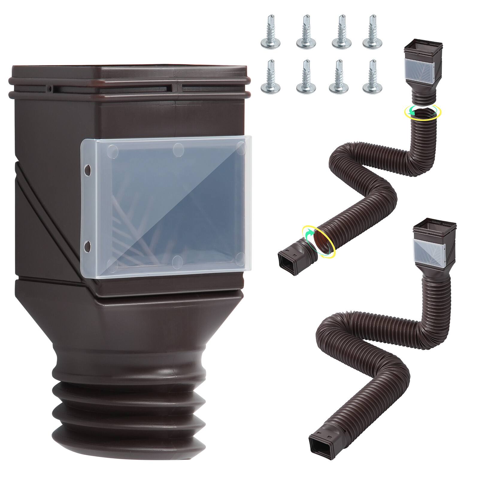 Alt View 5. VEVOR - Rain Gutter Downspout Extensions,2-Pack Flexible Downspout Extender,Down Spout Drain Extension Extendable from 22"to 63" - Brown.