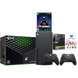 Xbox Series X 1TB Disc Console with LEGO Batman, Extra Controller, Battery Pack and MightySkins Code Bundle - Carbon