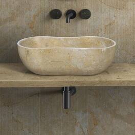 Elegant Natural Marble Bathroom Vessel Sink with Polished Surface and Unique Veining Patterns