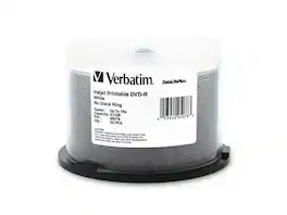 Verbatim - 4.7GB 16X DVD-R White Inkjet Printable 50 Packs Spindle DataLifePlus Discs Model 95078