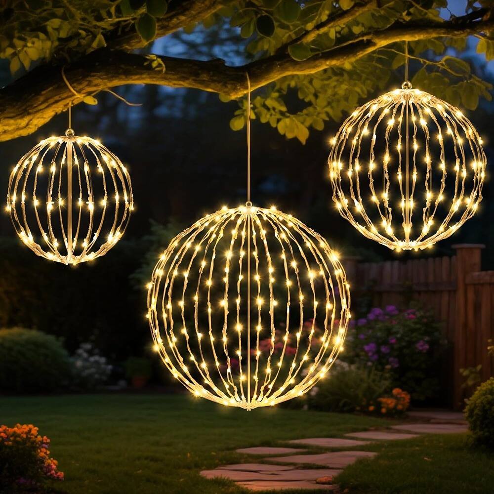 Front. RTMB - 3-Pack LED Light Balls, 21/16/11", Warm White, Waterproof, Indoor/Outdoor - color/style: Warm White.