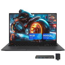 ASUS - VivoBook S15 Slim 15.6" FHD Display Laptop,Ryzen 5-5600H,8GB RAM,512GB SSD +288GB Docking Station,Win 11 - Black