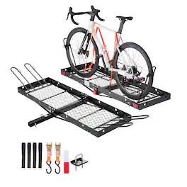 VEVOR - Hitch Cargo Carrier with Bike Racks, 62" x 20" x 3" Hitch Mount Cargo Carrier for 2 Mountain Bikes - Black