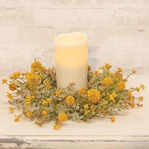 Angle. BreeBe - Fall Garden Candle Ring 6" Mustard - Multicolor.