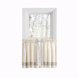 Ellis Curtain - Richmark 1.5" Rod Pocket Tailored Tier for Windows 70" x 36" - Natural
