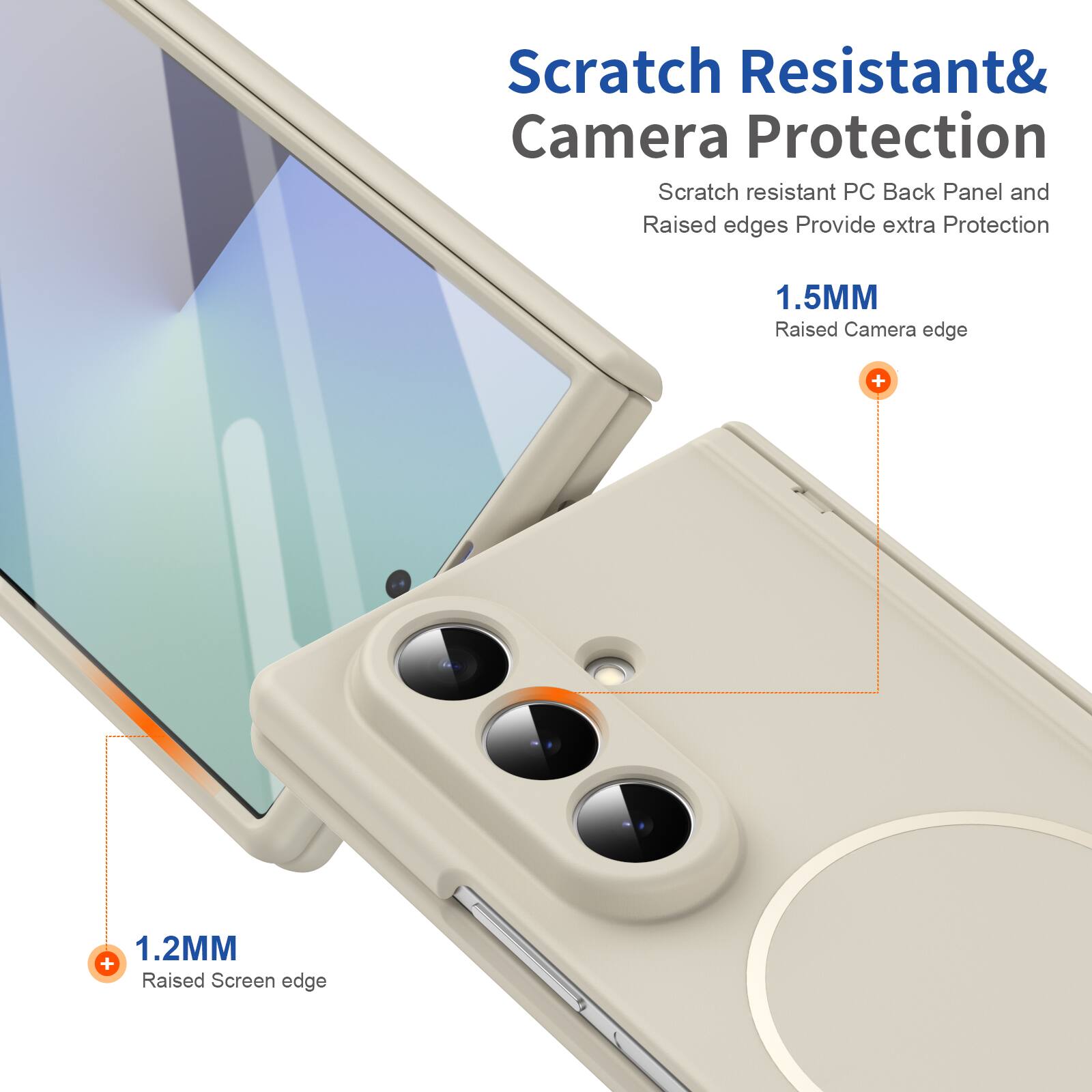 Scratch Resistant & Camera Protection

Scratch resistant PC Back Panel and Raised edges Provide extra Protection

1.5MM Raised Camera edge

1.2MM Raised Screen edge