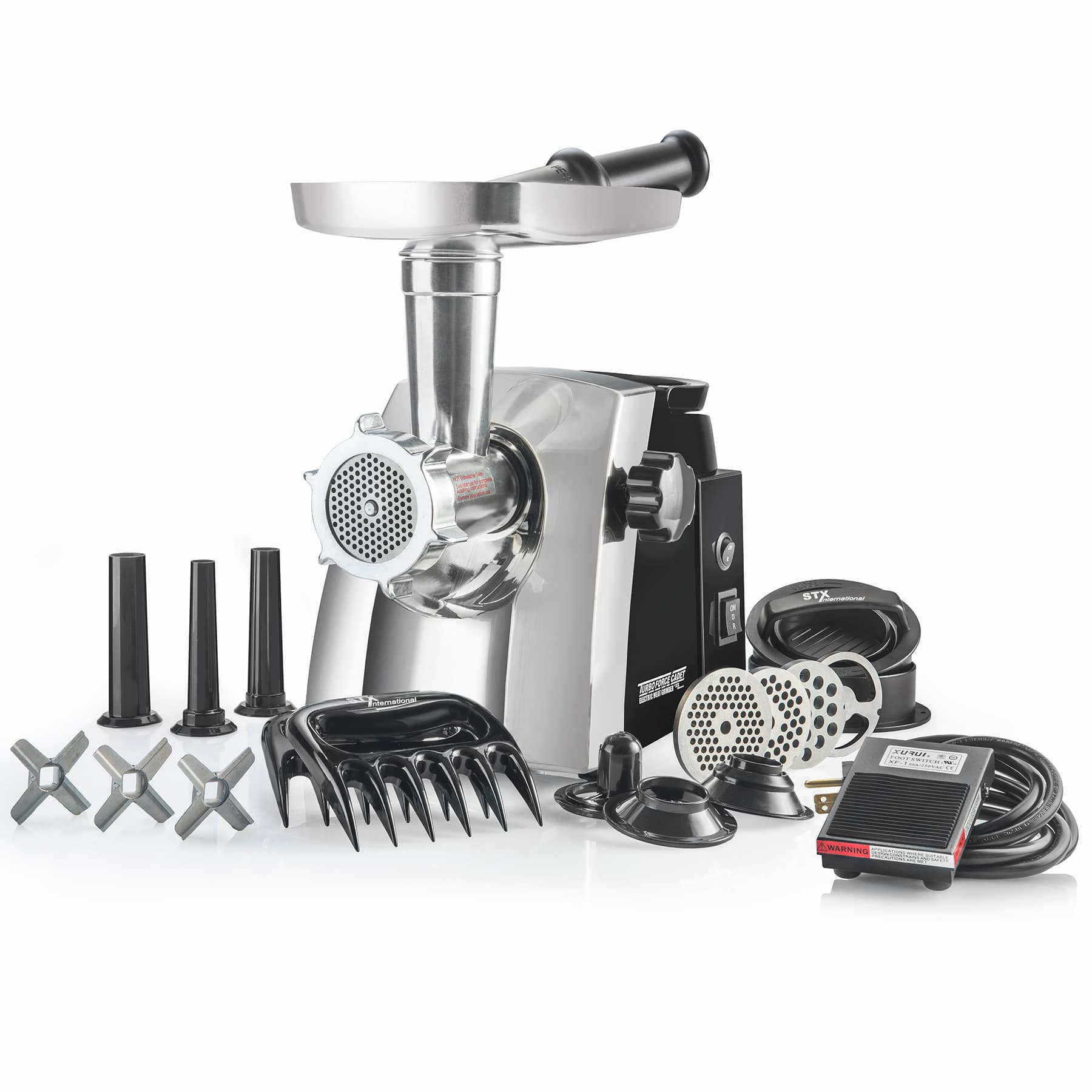 STX International - Turboforce Cadet Meat Grinder and Sausage Stuffer with Foot Pedal - Black