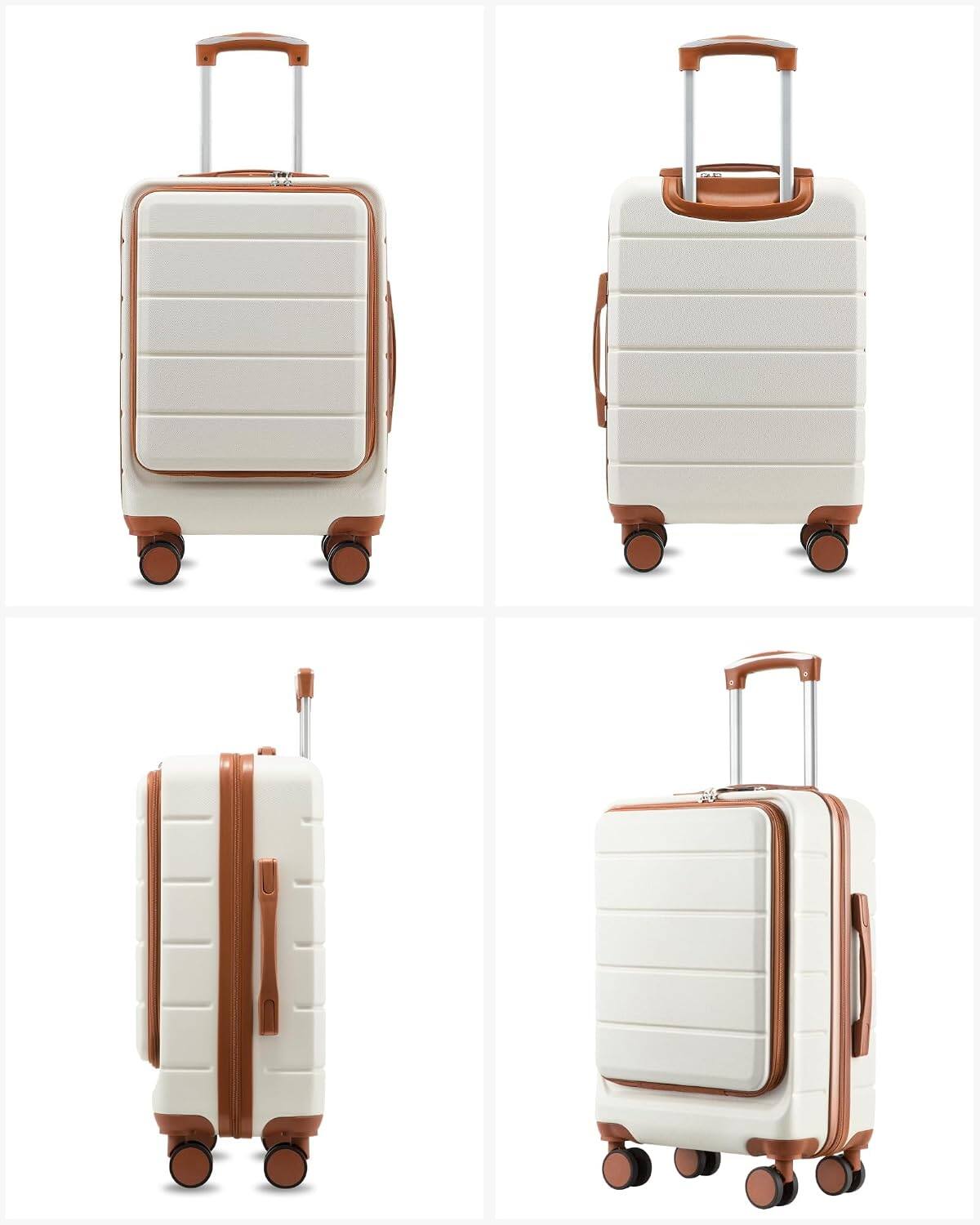 Alt View 7. LUGGEX - LUGGEX 20" Carry On Luggage Set with Laptop Compartment, Suitcase with Tote & Toiletry Bag - FX-Lite - White.