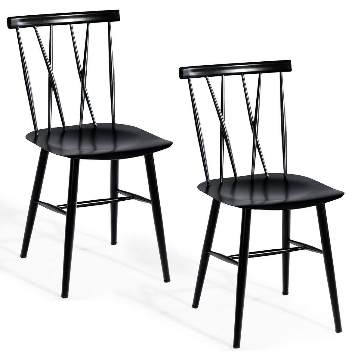 Alt View 5. Costway - Costway Set of 2 Dining Side Chairs Chairs Armless Cross Back Kitchen Bistro Caf - Black.