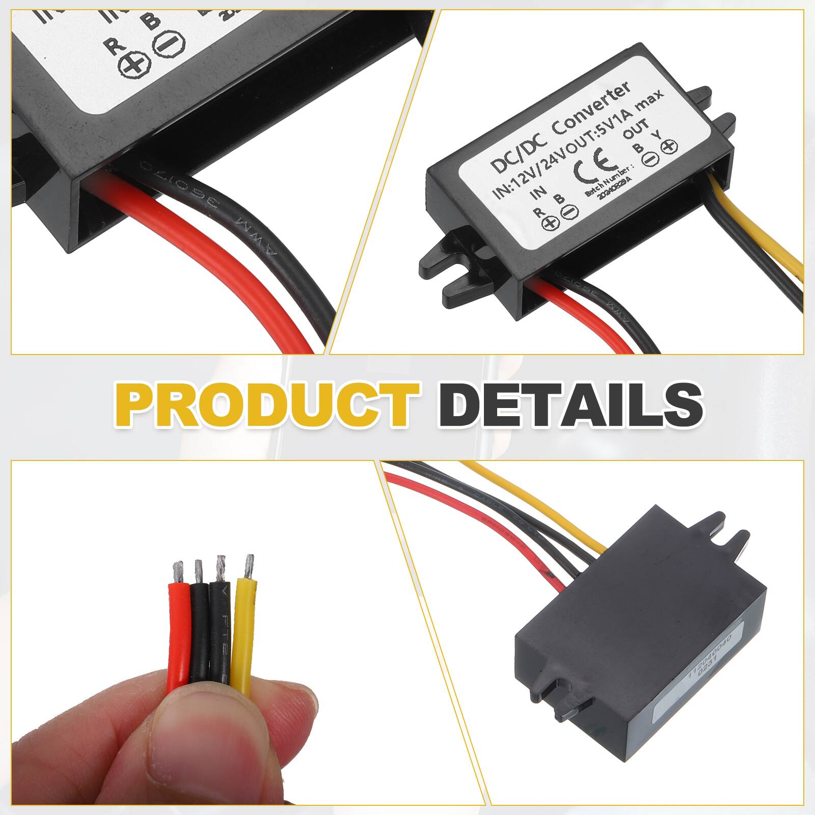 DC/DC Converter  
IN: 12V/24V  
OUT: 5V1A max  
CE  
Product Number: 202005A  

PRODUCT DETAILS