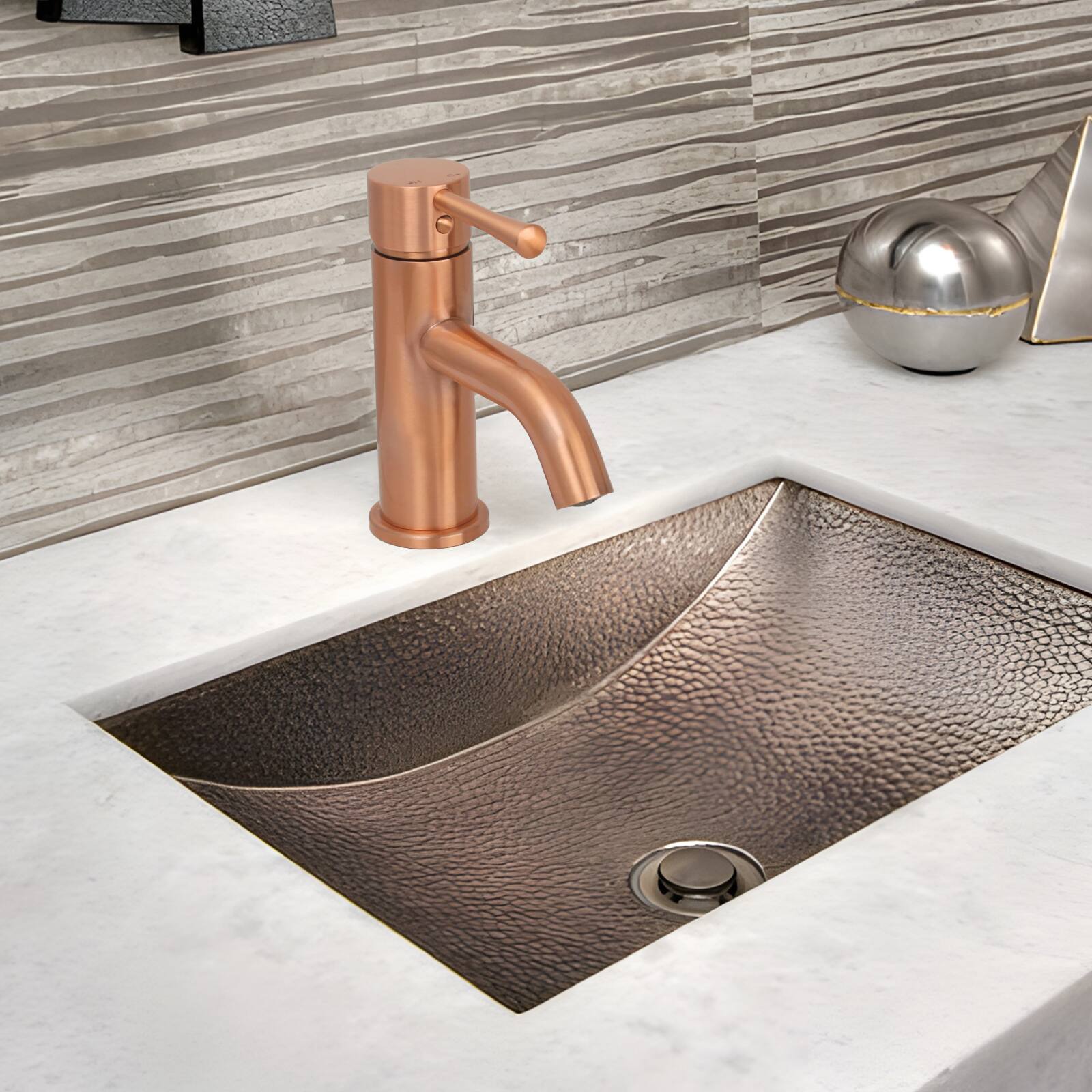 Alt View 4. Akicon - Akicon Solid Brass Single Handle Bathroom Vessel Faucet Basin Mixer Tap in Copper - Copper.
