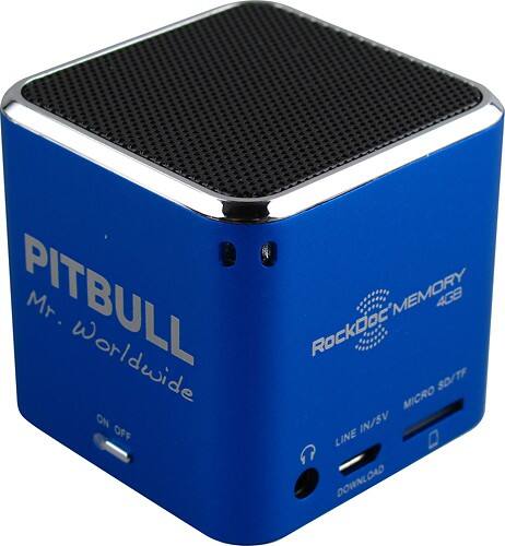 Angle Standard. RockDoc - Pitbull POWER Portable 1-Way Speaker with 4GB Memory - Blue.