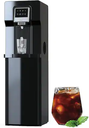 Front. Parrot Uncle - 2-in-1 Black Bottom Loading 27lbs/24h LCD Display Water Dispenser Cooler with Built-in Ice Maker - Black.