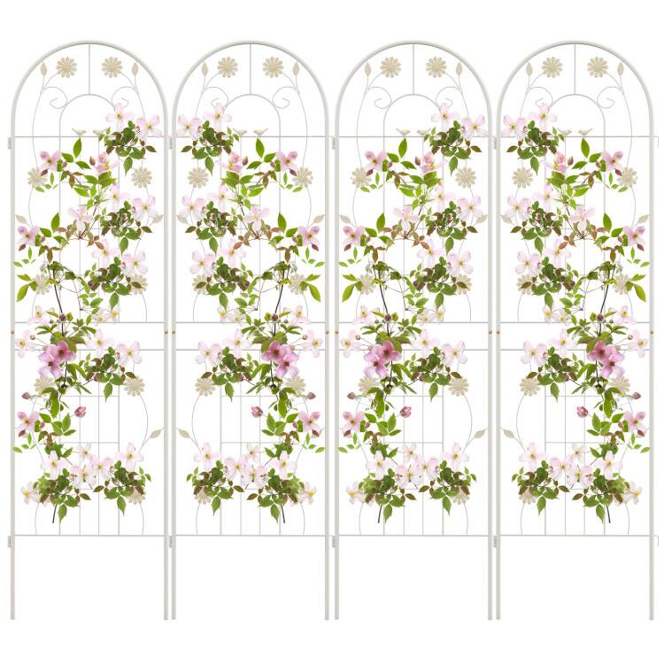 Front. SlickBlue - Steel Garden Trellis Panel for Climbing Flowers and Vines - White.