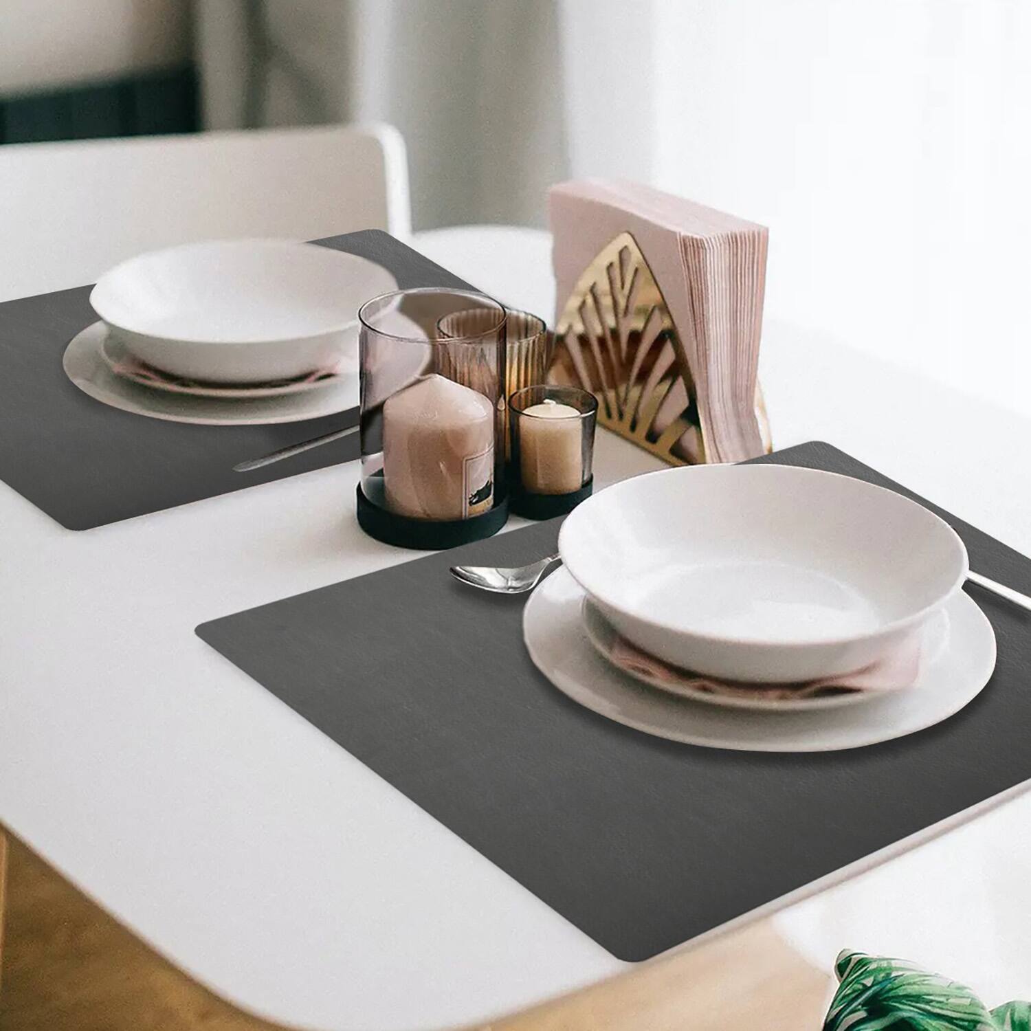 Alt View 2. Frieling - Davanti by  Mattola Placemats Set of 6, Rectangular - Castlerock Gray.