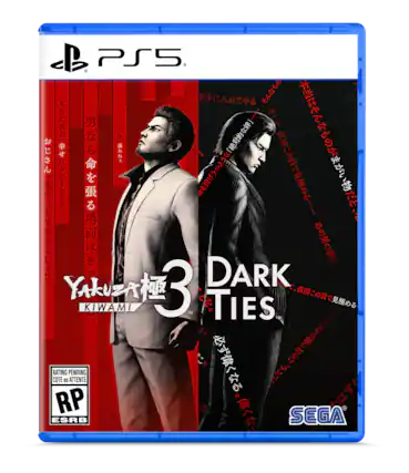 Sure, here is the corrected and grouped text from the image:
---
**PS5**
**Yakuza Kiwami 3**
**DARK TIES**
**SEGA**
**RATING PENDING**
**COTE EN ATTENTE**
**RP**
**ESRB**
---
**Japanese Text:**
- 本当は彼が夢中になるのは、おじさん死ぬつもりなの?
- 男なら命を張る場面は、きっとその日が来る。
- 本当はそんなものが好きなの?
- 男の器を、直接この目で見極める。
- 必ず償う。確かな。
- 男の器を、直接この目で見極める。
- 本当はそんなものが好きなの?
- 男の器を、直接この目で見極める。
- 必ず償う。確かな。
- 男の器を、直接この目で見極める。
- 本当はそんなものが好きなの?
- 男の器を、直接この目で見極める。
- 必ず償う。確かな。
- 男の器を、直接この目で見極める。
- 本当はそんな - RP (Rating Pending)