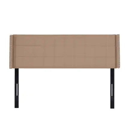 Front. Vecelo - Adjustable Linen Queen Headboard with Wingback, Tufted Upholstered Design for King or Queen Bed, Nailhead Trim - Beige.