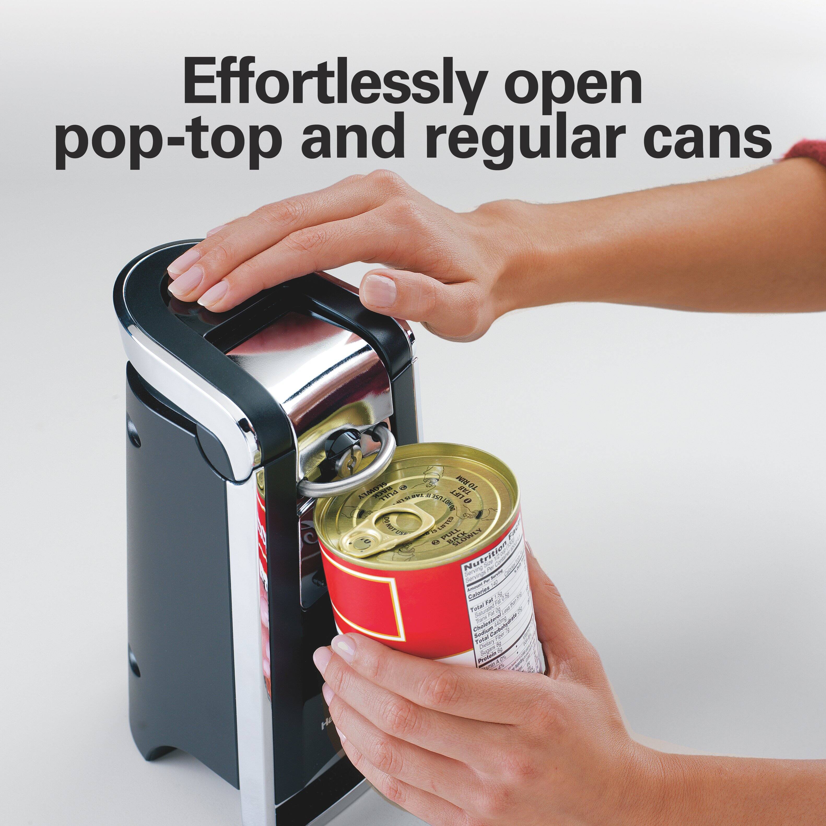 Effortlessly open pop-top and regular cans