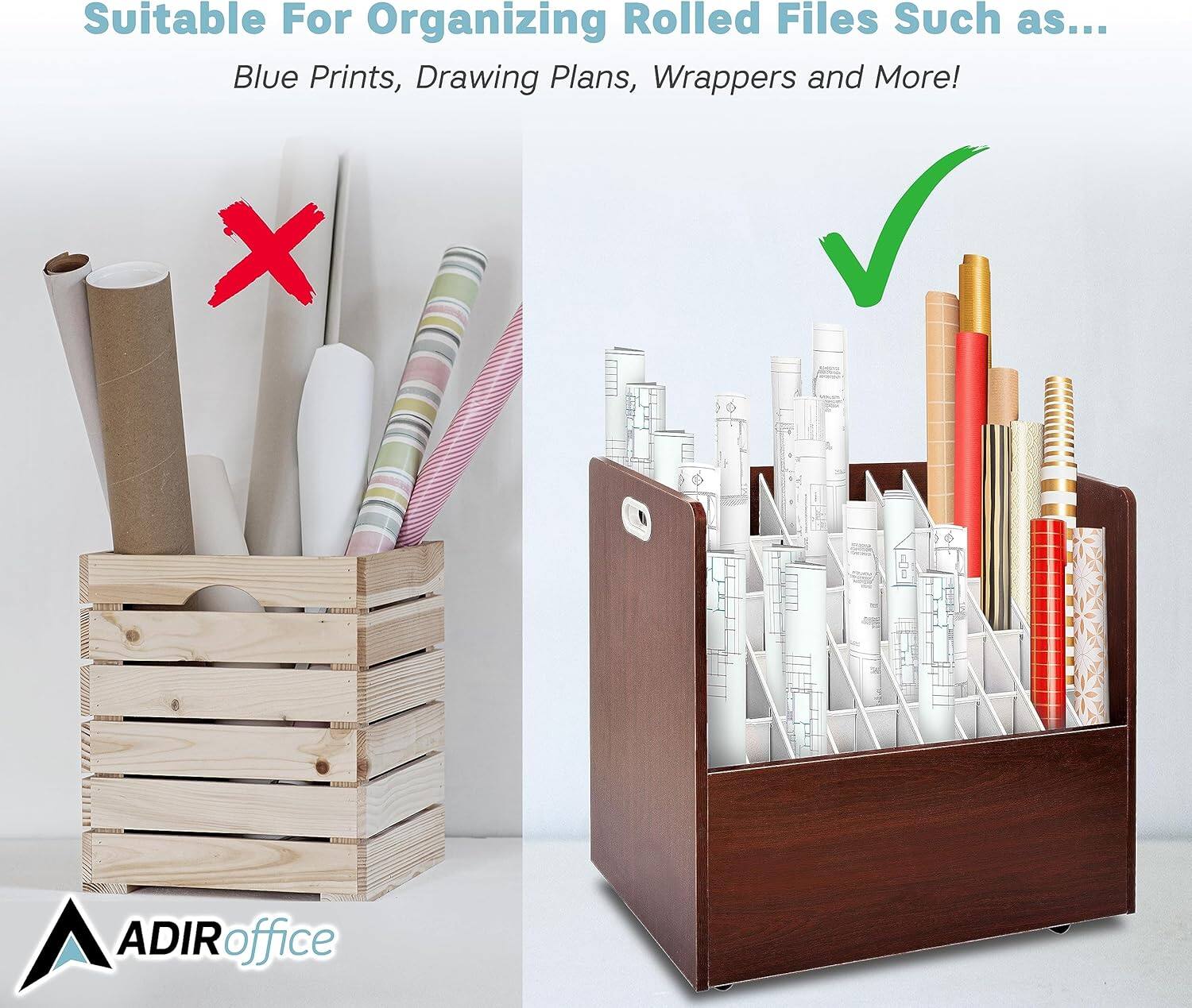 Suitable For Organizing Rolled Files Such as... Blue Prints, Drawing Plans, Wrappers and More! ADIRoffice