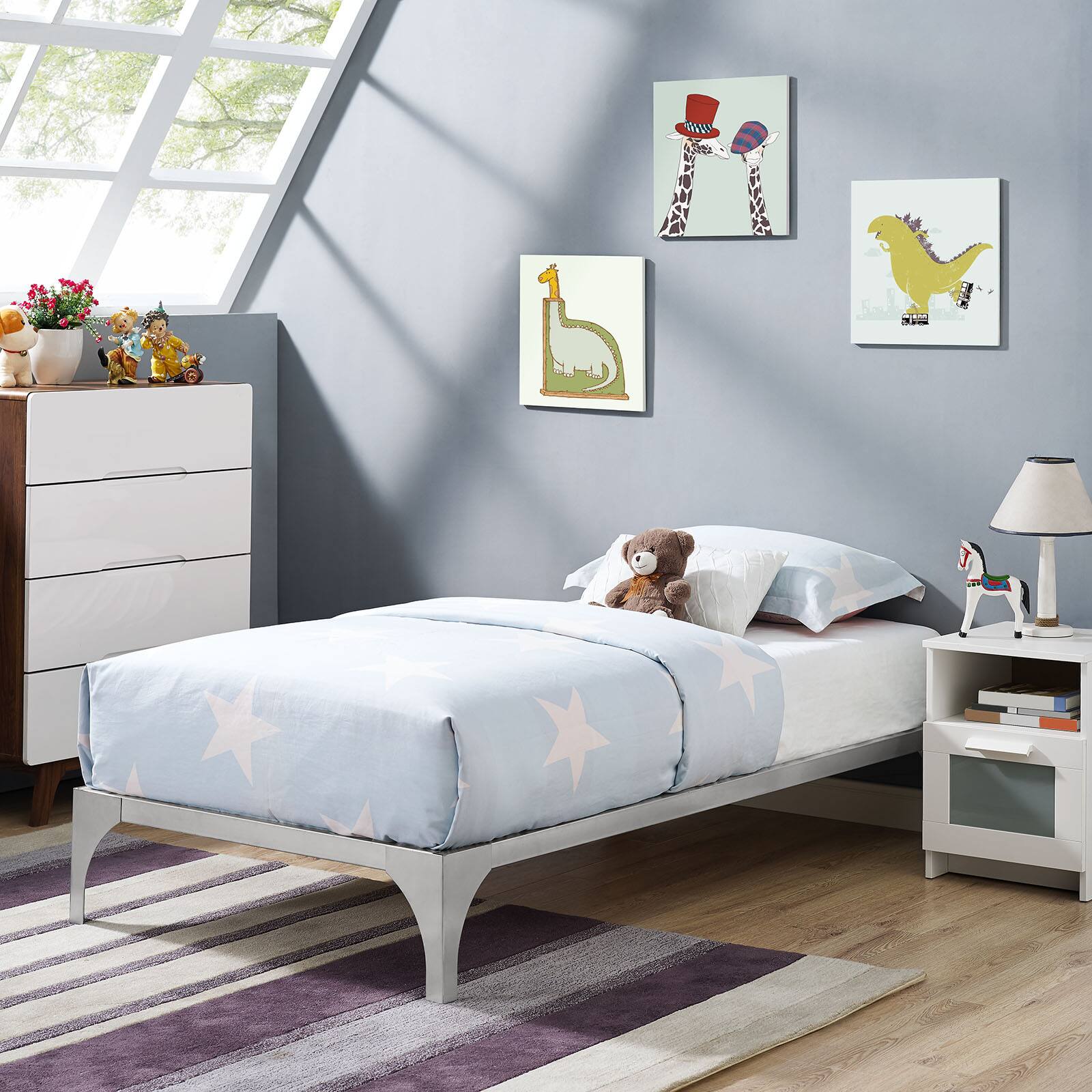 Alt View 2. Modway - Sharon Vinyl Full Bed Frame with Squared Tapered Legs - White.
