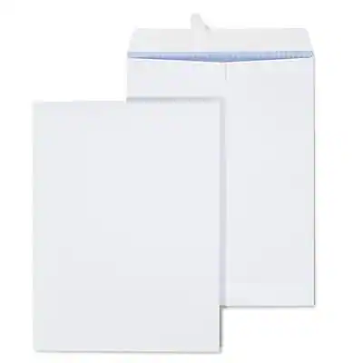 Front. Staples - Self Seal Security Tinted Catalog Envelopes, 9" x 12", 100/Box - White.