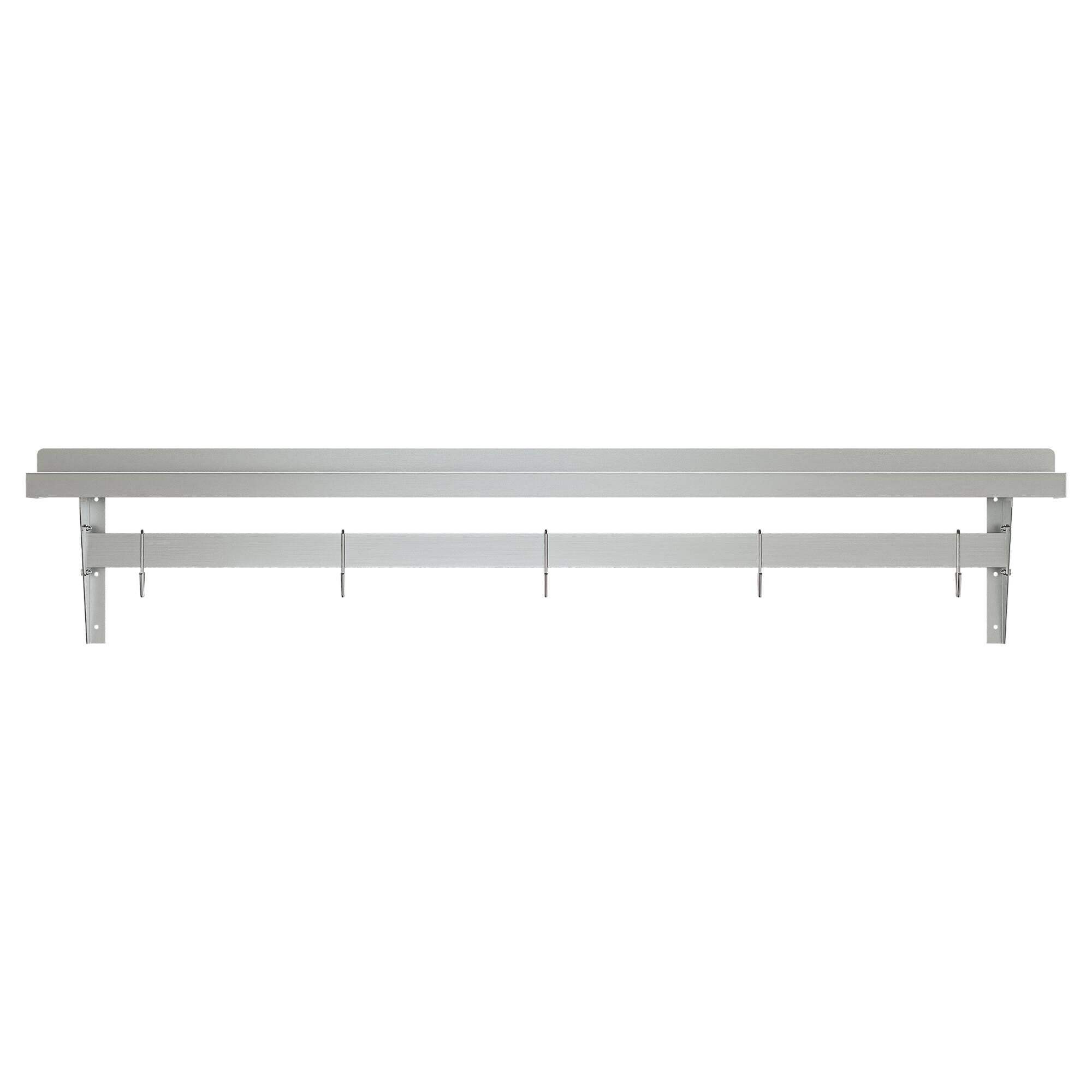 Left. Koolmore - 12" x 60" 18-Gauge Stainless-Steel Heavy Duty Wall Shelf with Pot Rack, WMPS-1260. - Stainless-Steel.