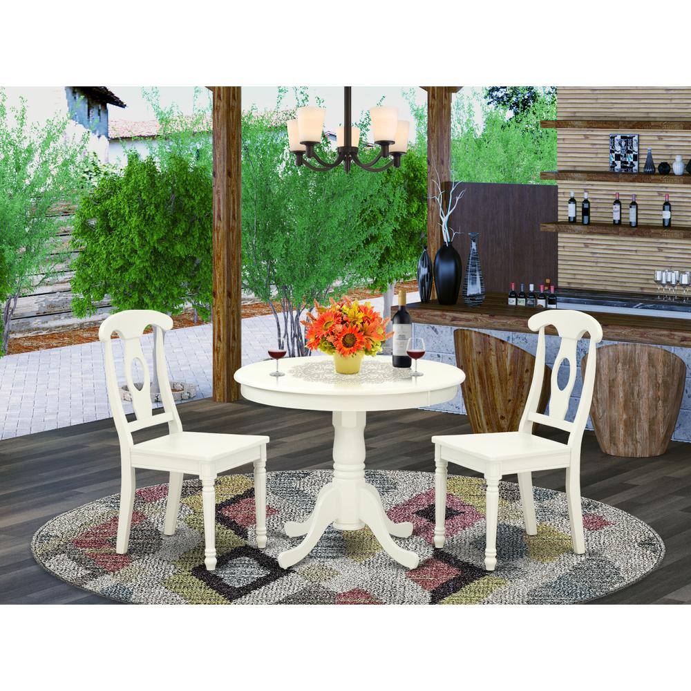 Left. East West Furniture - Dining Room Set Linen White - Brown.