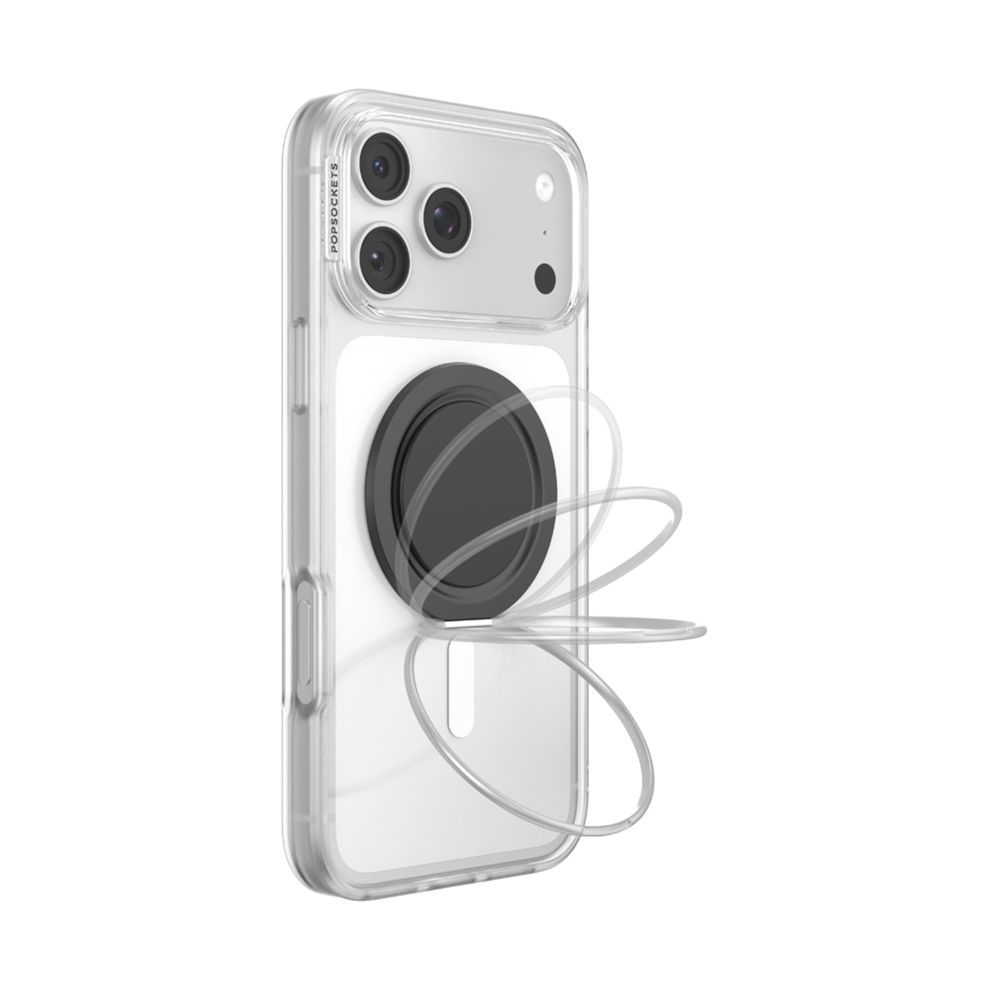 Alt View 3. PopSockets - PopSockets Low-Pro Grip for MagSafe, Ultra-Thin Magnetic Phone Grip with Kick-Out Stand - Black - Black.