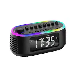 PRIMEPLUS - Sleep Sound Machine White Noise Machine Bluetooth Speaker, Digital Alarm Clock with LED Display RGB Night Light - Black