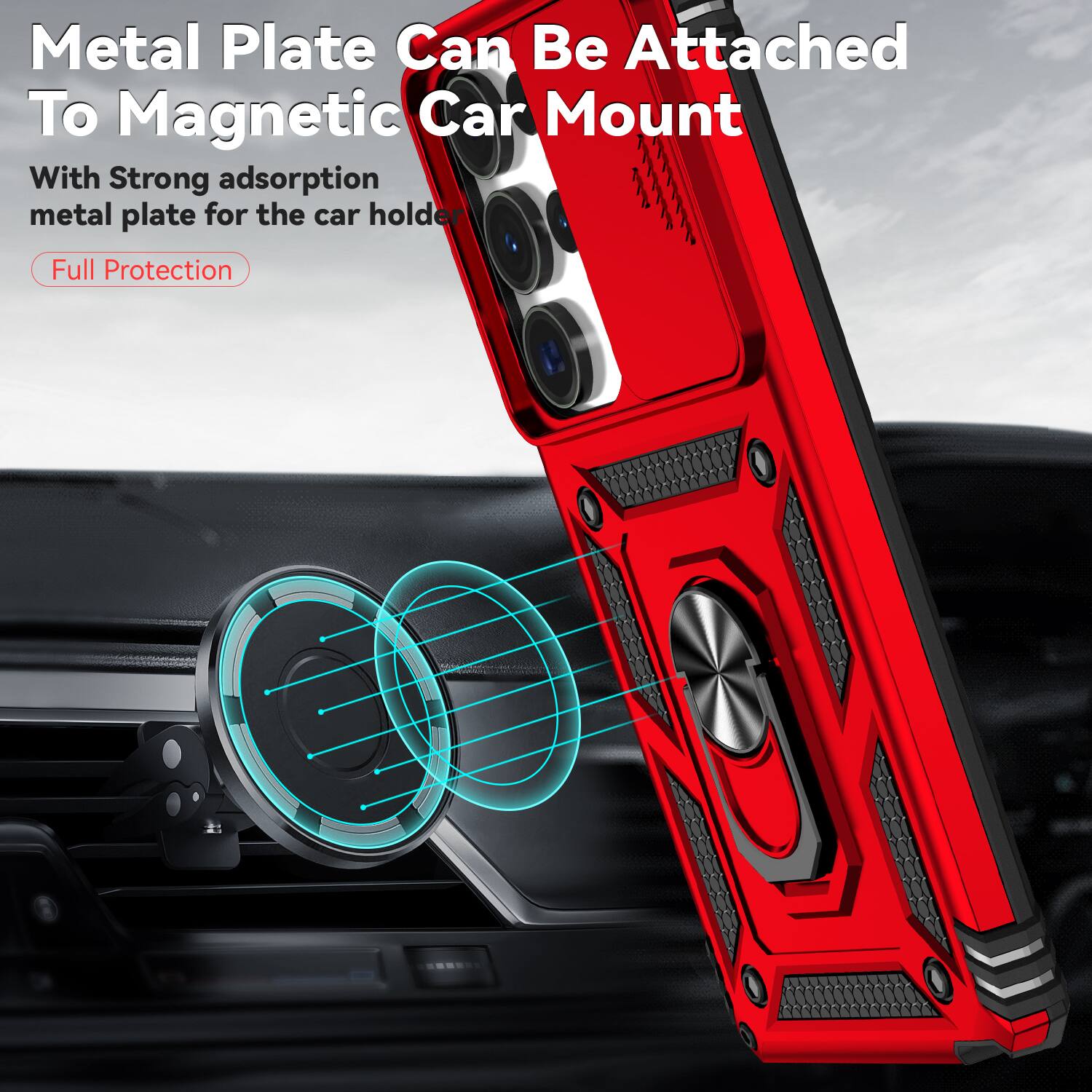 Metal Plate Can Be Attached To Magnetic Car Mount

With Strong adsorption metal plate for the car holder

Full Protection