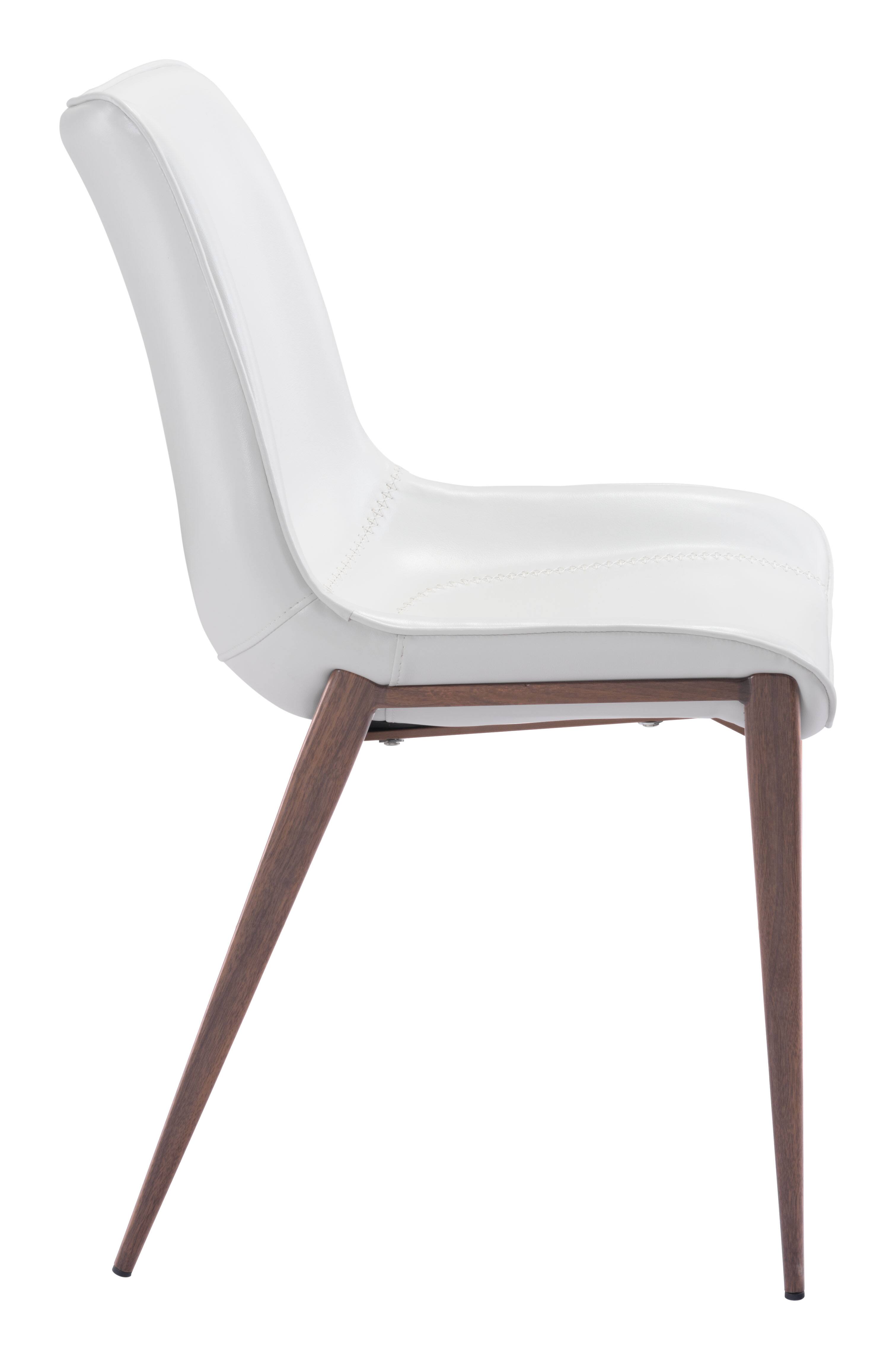Back. Hivvago - Magnus Dining Chair (Set of 2) White & Walnut - White & Walnut.