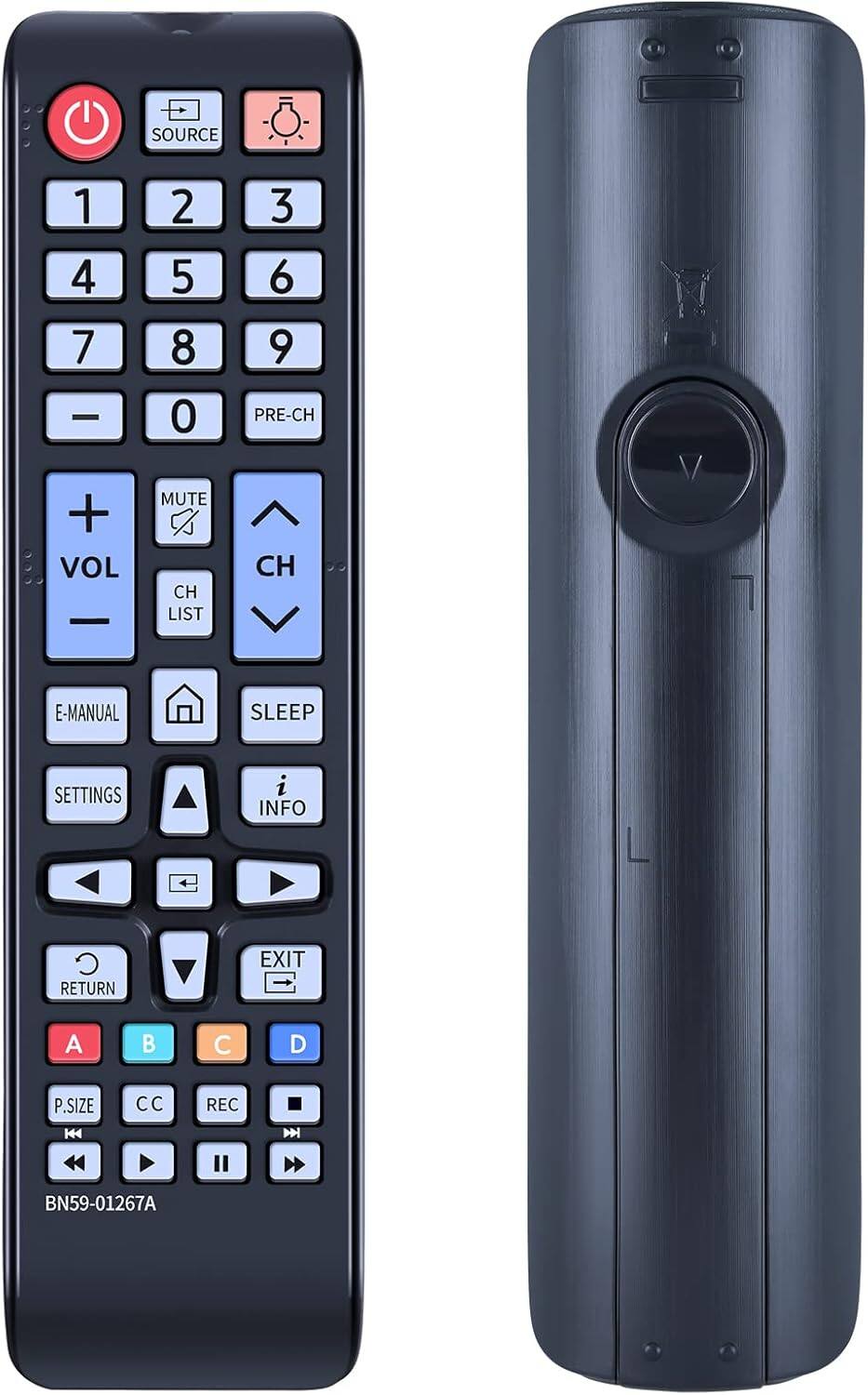 SOURCE 1 2 3 4 5 6 7 8 9 PRE-CH : + VOL  MUTE CH LIST CH E-MANUAL SLEEP SETTINGS i INFO C RETURN EXIT A  C D P.SIZE K4 CC REC  BN59-01267A