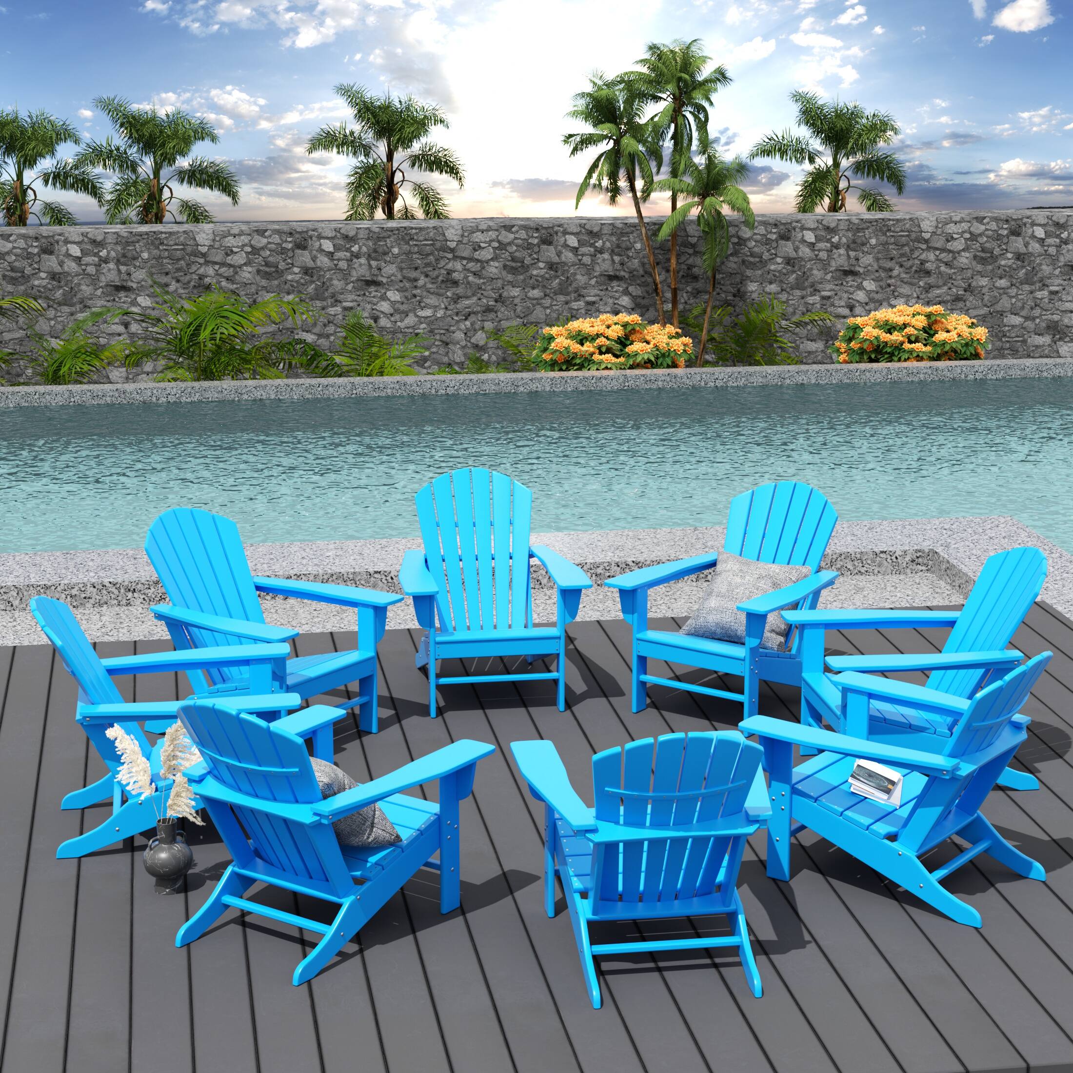 Angle. WestinTrends - WestinTrends Dylan Outdoor Adirondack Chair (Set of 8) - Pacific Blue.