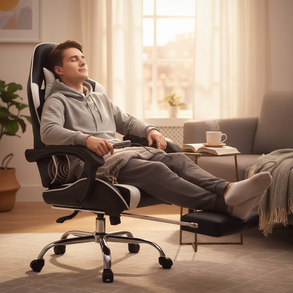 Alt View 5. AOITUN - Gaming chair with adjustable height and 360ºswivel for adults, white - White.