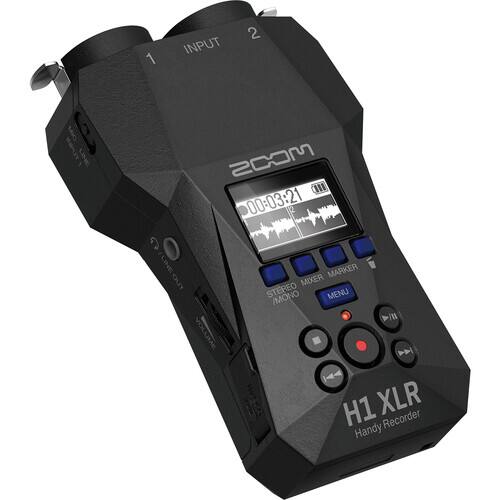 1 INPUT  
2 LINE  
MOOS 00:03:21  
LINE MARKER OUT MIXER STEREO / MONO MENU / I VOLUME D H1 XLR Recorder Handy