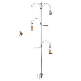 Winado - 93inch Height Premium Bird Feeding Station Kit Portable Birds Feeder Pole Planter Hanger for Outdoor - Black
