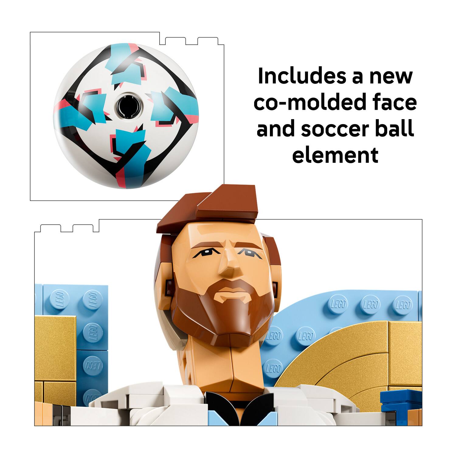 Includes a new co-molded face and soccer ball element