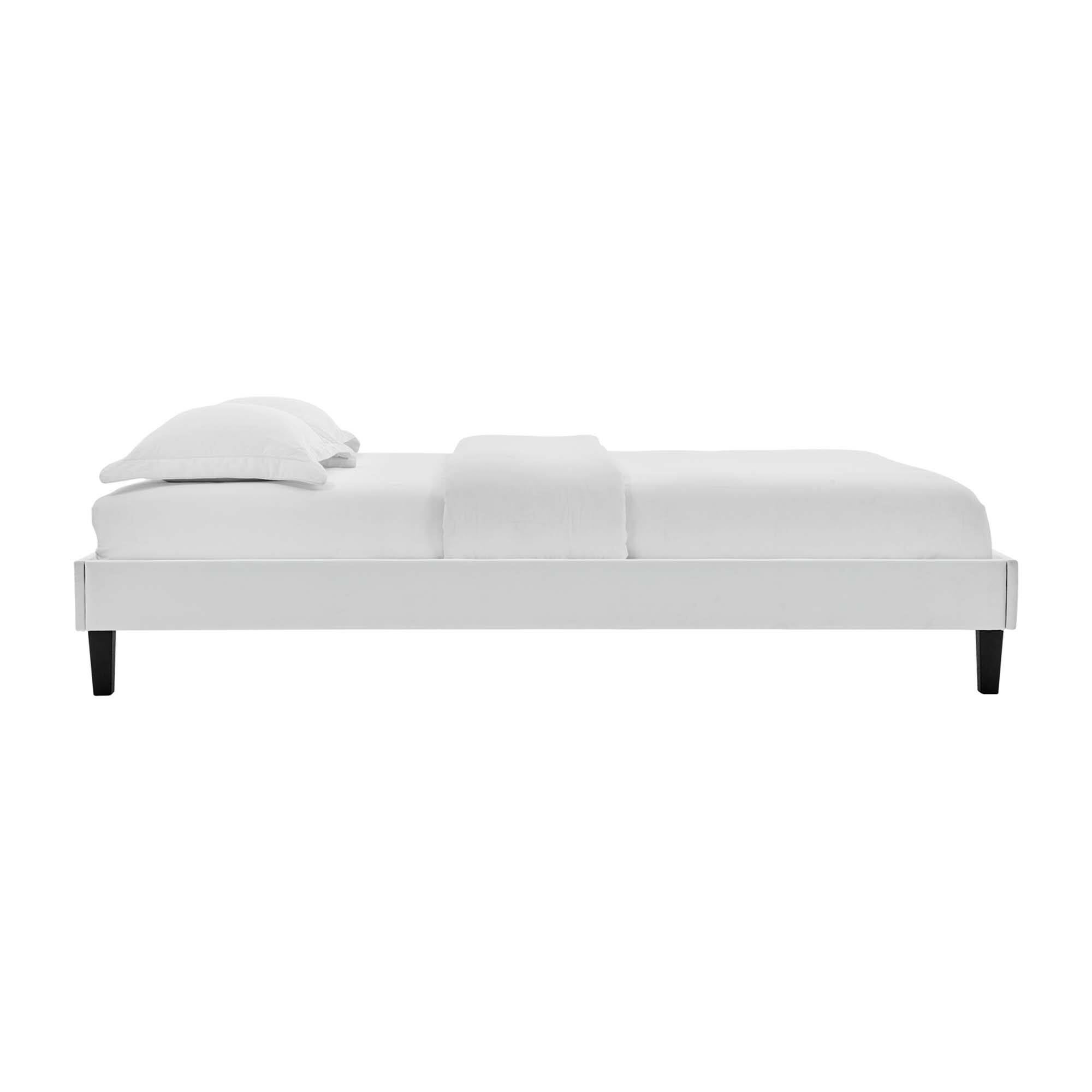 Left. Modway - Loryn Fabric King Bed Frame with Round Splayed Legs - Blue.